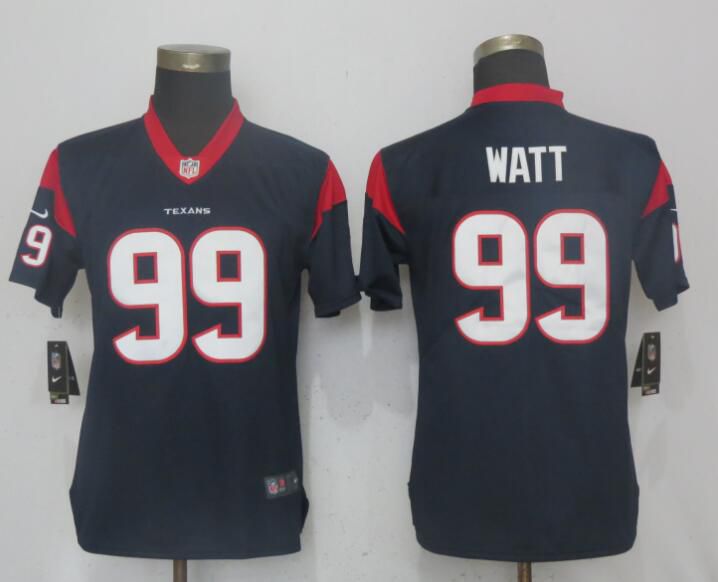Women Houston Texans 99 Watt Navy Blue Vapor Untouchable Player Nike NFL Jerseys